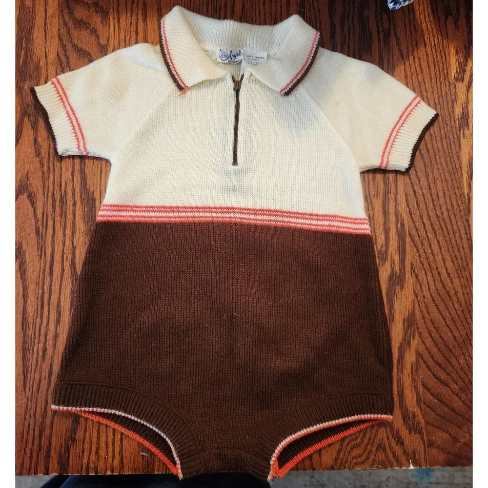 Vintage A Little Angel Set Size 18‎ Month Romper And Sweater Embroidered Ducks